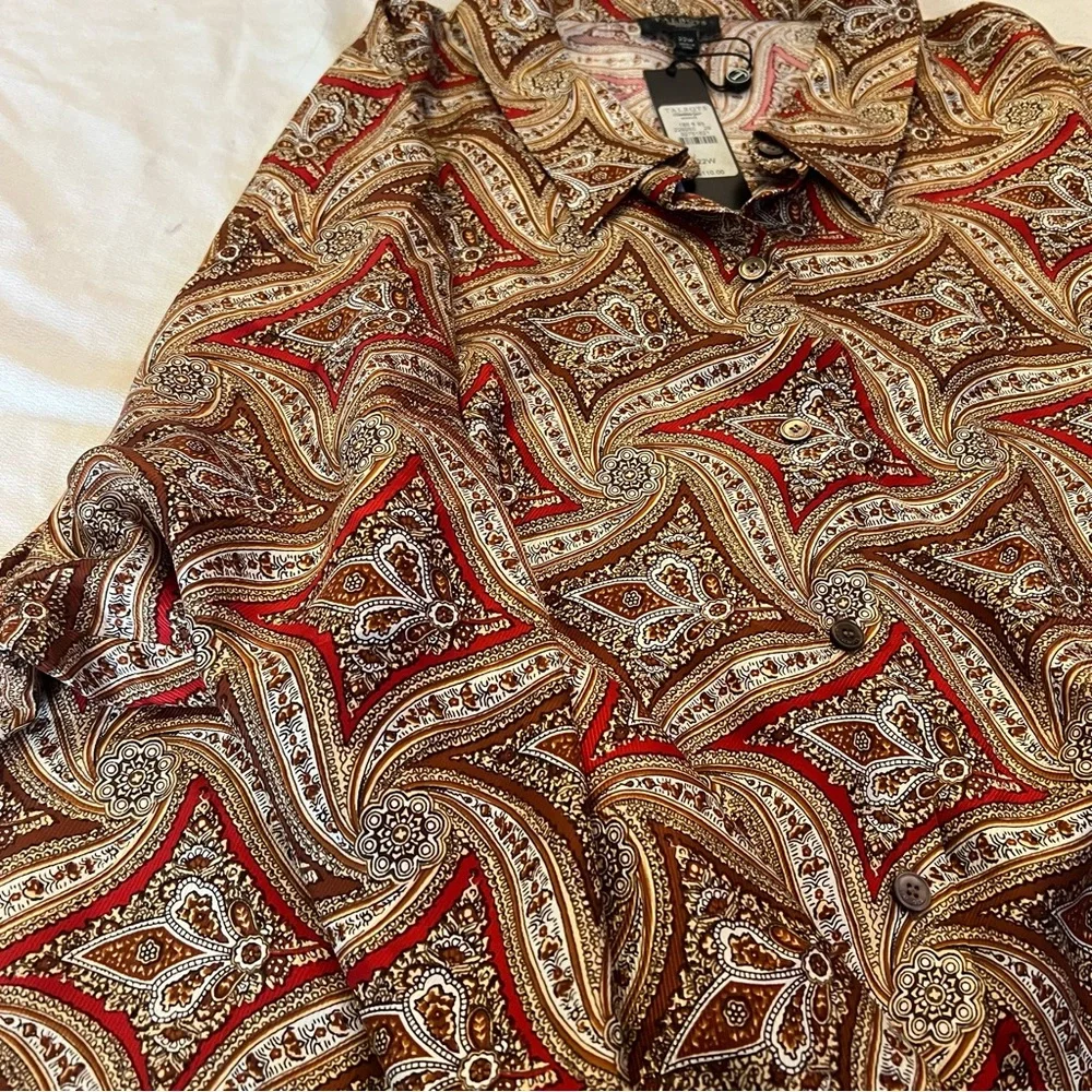 Talbots Paisley Blouse - Red and Brown - Picture 5 of 14